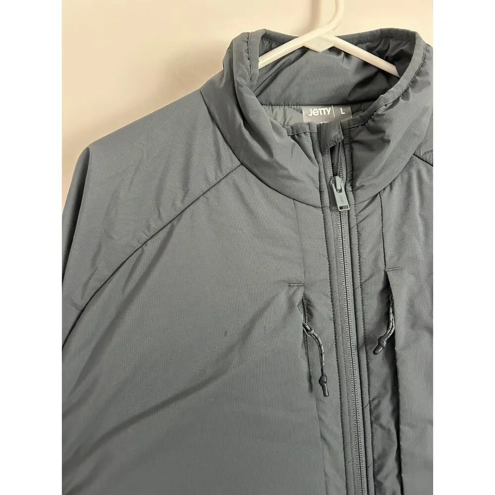 Jetty Men's Packable Insulated Jacket Gray Blue Full Zip Size Large